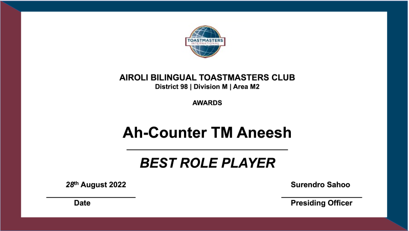 Best Role Player of the day